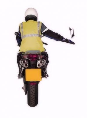 Motorcycle arm signal slowing down or stopping