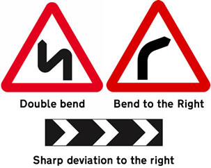 Bend in the road signs