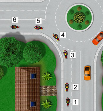 Motorcycle roundabout procedure - making a left turn