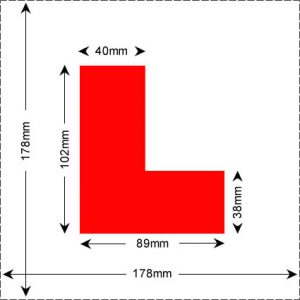 Motorcycle and moped L plate law and size