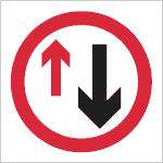 Give way to oncoming vehicles road sign
