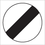 The national speed limit for the type of road and class of traffic applies sign