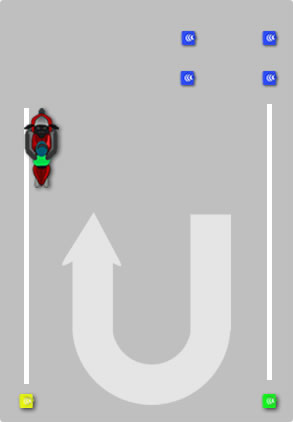 Motorcycle U-turn completing the manoeuvre