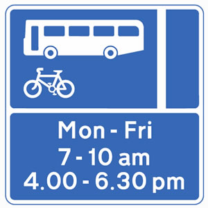 Motorcycle theory test prohibitory bus lane sign