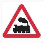 Level crossing without a gate or barrier sign